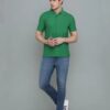 Men Solid Polo Neck Cotton Blend Green T-Shirt