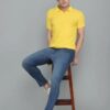 Men Solid Polo Neck Cotton Blend Yellow T-Shirt