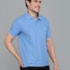 Men Solid Polo Neck Cotton Blend Sky Blue T-Shirt