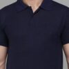 Men Solid Polo Neck Cotton Blend Navy Blue T-Shirt