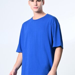 Round Neck Drop-Shoulder Sleeves Cotton Oversized T-shirt