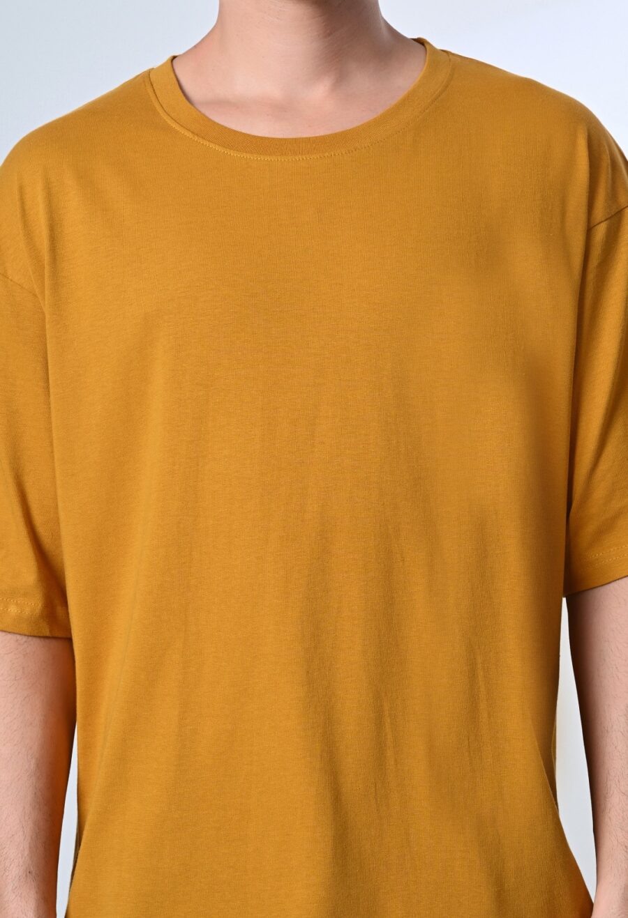 Yellow Round Neck Drop-Shoulder Sleeves Cotton Oversized T-shirt