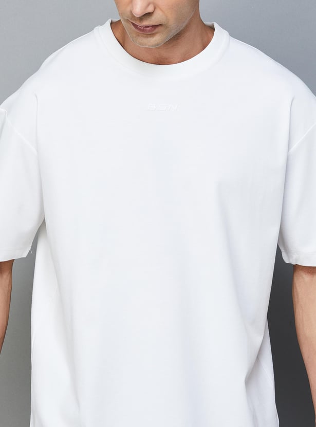 Round Neck Drop-Shoulder Sleeves Cotton Oversized T-shirt