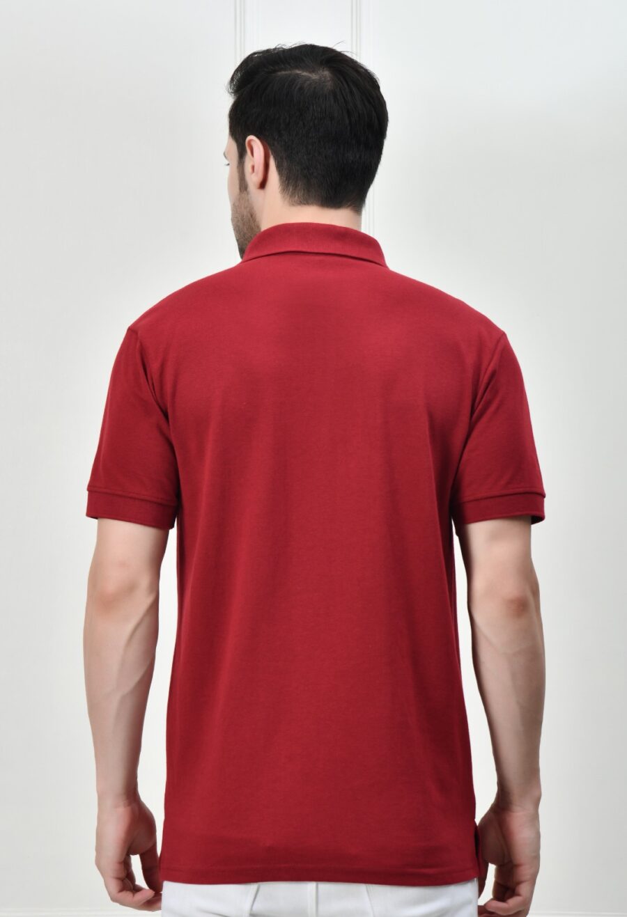 Men Solid Polo Neck Cotton Blend BlueT-Shirt