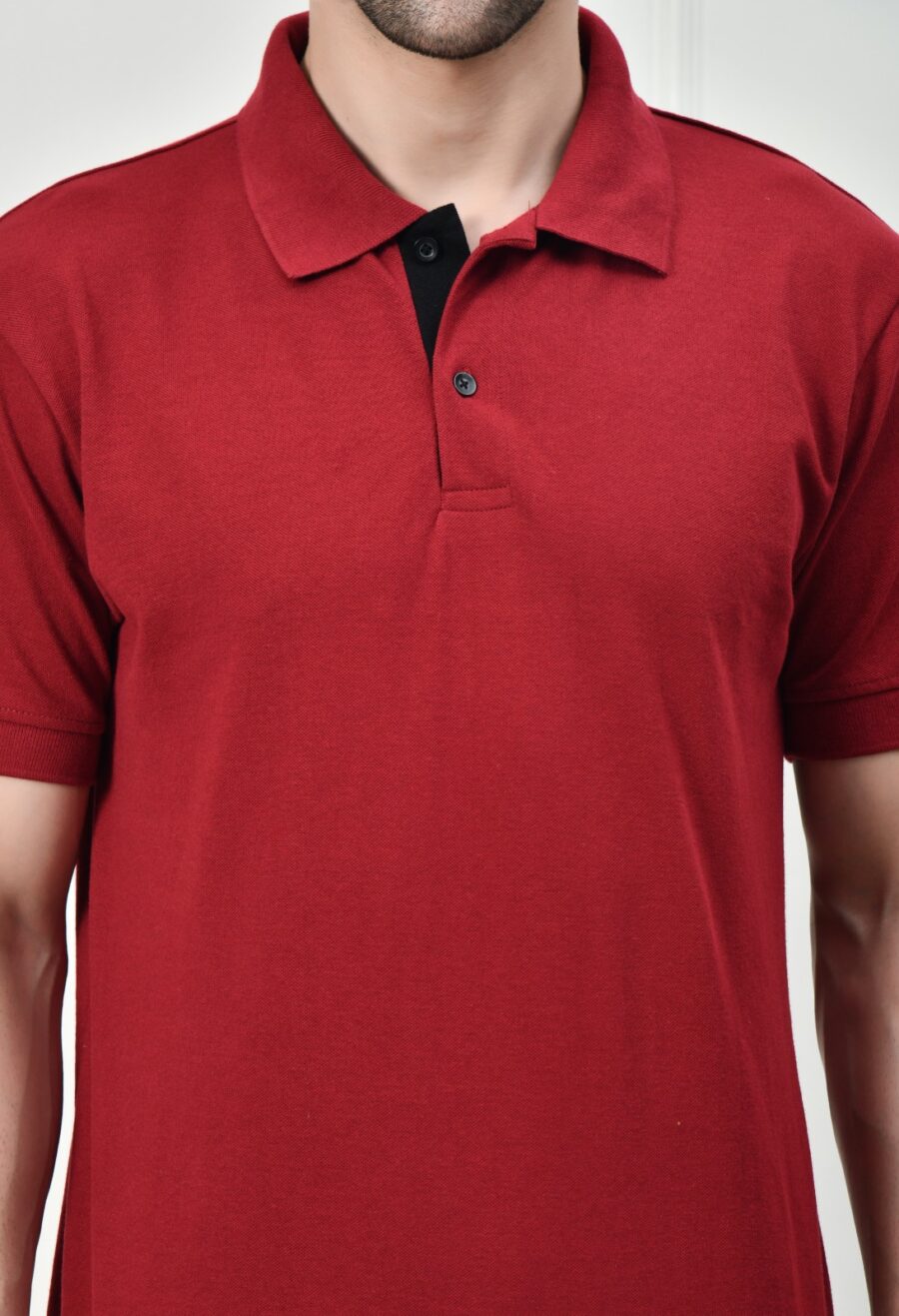 Men Solid Polo Neck Cotton Blend BlueT-Shirt