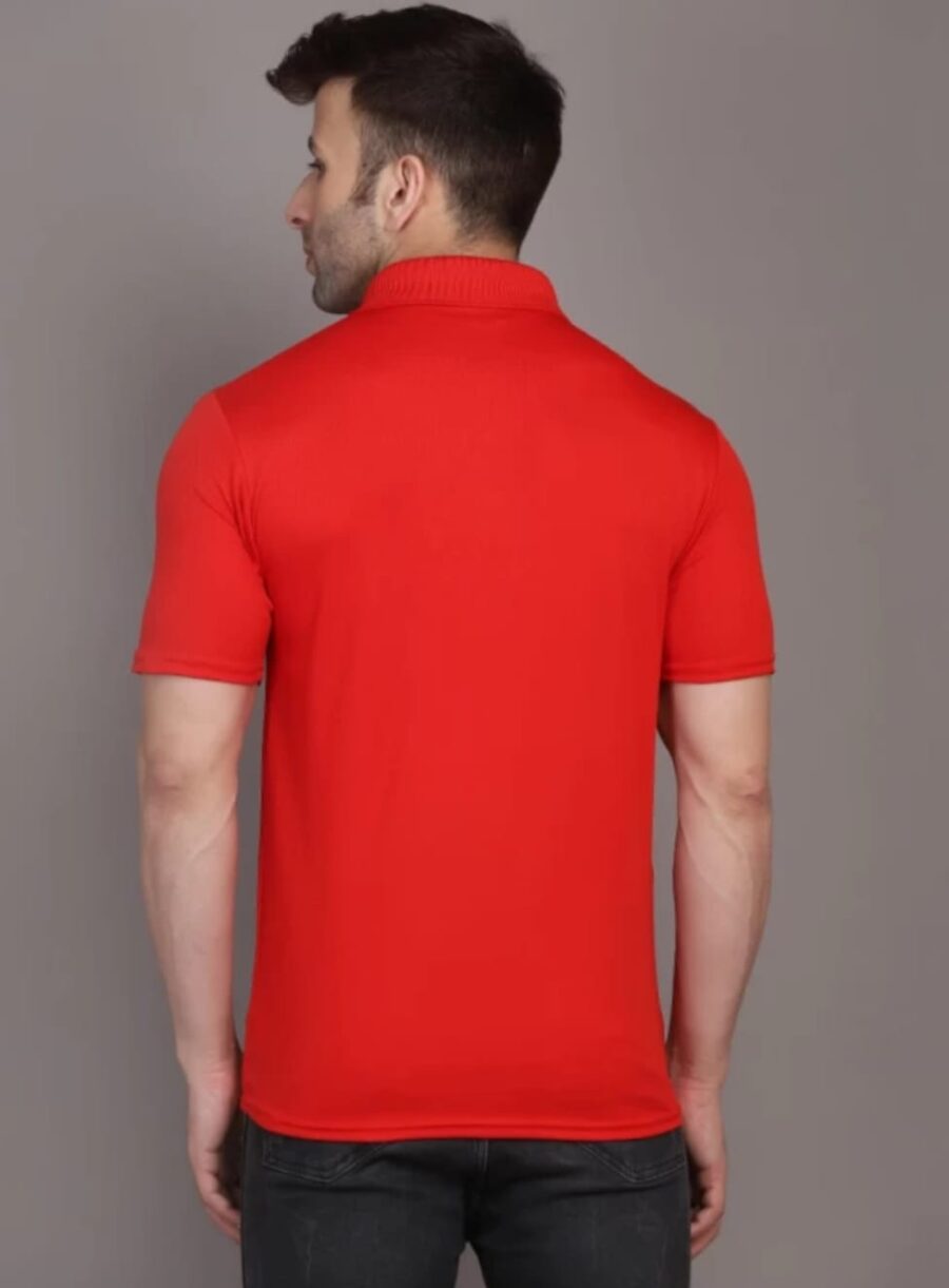 WhatsApp Image 2026-01-13 at 11.25.28 AM (5) Men Solid Polo Neck Cotton Blend Sky Red T-Shirt