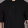 Men Solid Polo Neck Cotton Blend Black T-Shirt