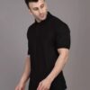 Men Solid Polo Neck Cotton Blend Black T-Shirt