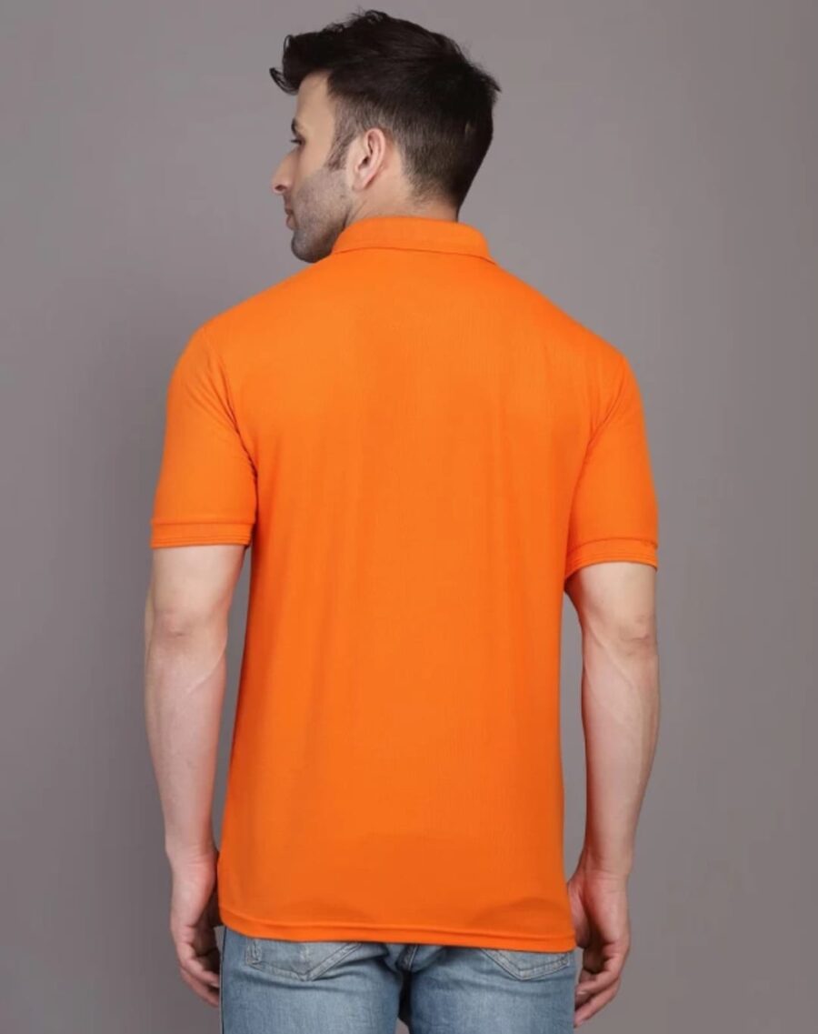 WhatsApp Image 2026-01-13 at 11.25.30 AM (1) Men Solid Polo Neck Cotton Blend Orange T-Shirt