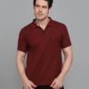 Men Solid Polo Neck Cotton Blend Maroon T-Shirt