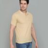 Men Solid Polo Neck Cotton Blend Biege T-Shirt