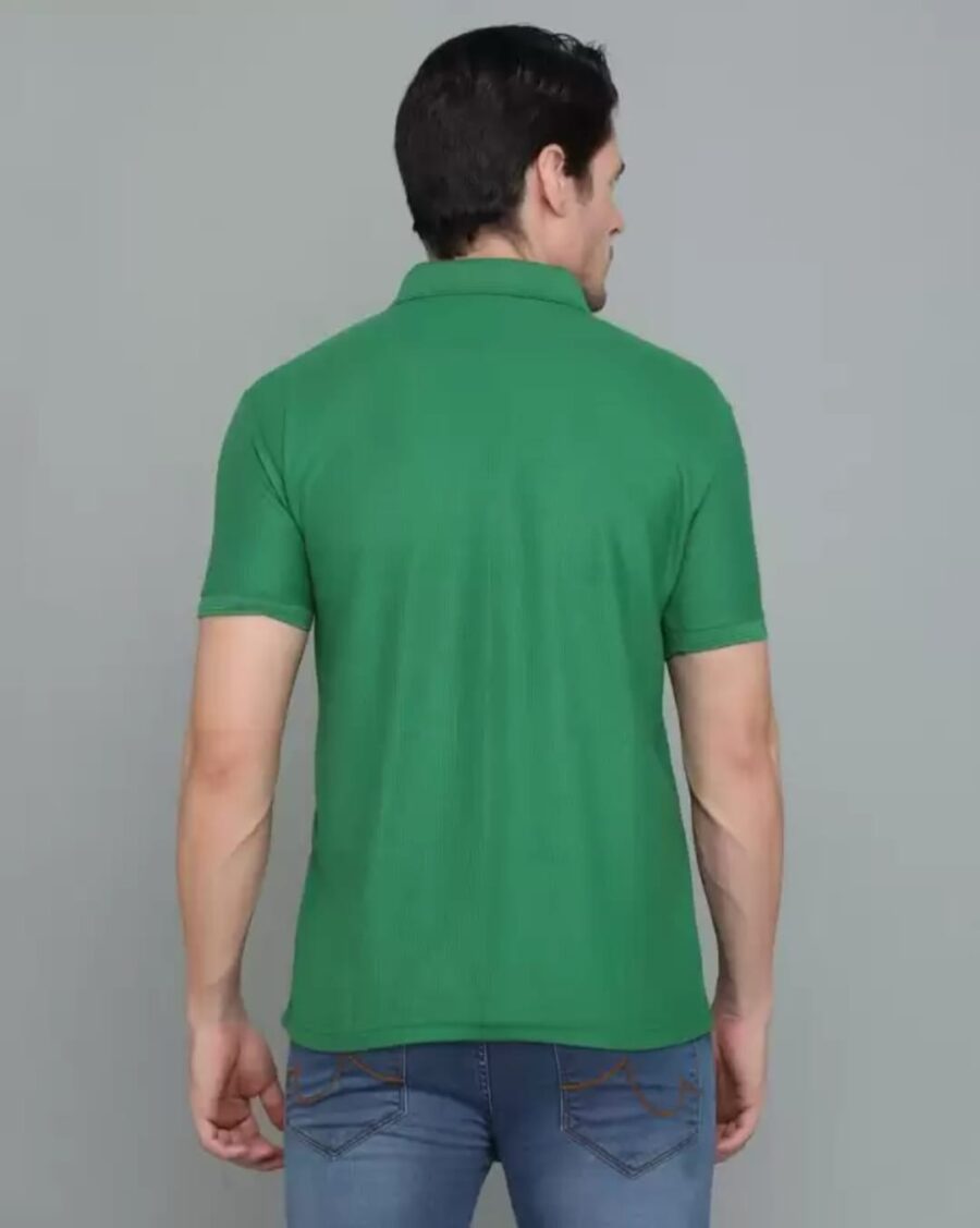 WhatsApp Image 2026-01-13 at 11.25.39 AM (1) Men Solid Polo Neck Cotton Blend Green T-Shirt