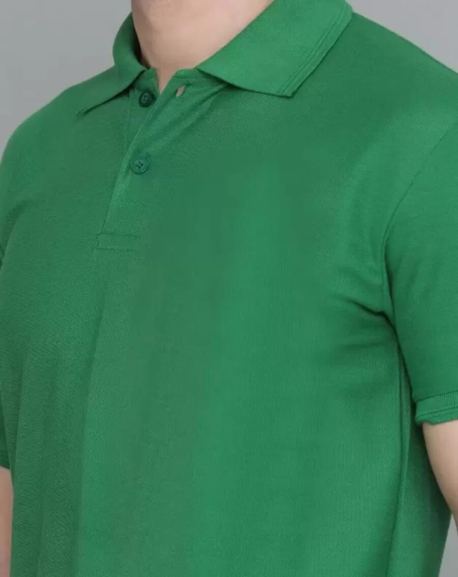 WhatsApp Image 2026-01-13 at 11.25.39 AM Men Solid Polo Neck Cotton Blend Green T-Shirt