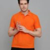 Men Solid Polo Neck Cotton Blend Orange T-Shirt