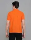 Men Solid Polo Neck Cotton Blend Orange T-Shirt