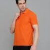 Men Solid Polo Neck Cotton Blend Orange T-Shirt