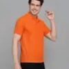 Men Solid Polo Neck Cotton Blend Orange T-Shirt