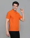 Men Solid Polo Neck Cotton Blend Orange T-Shirt