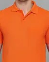 Men Solid Polo Neck Cotton Blend Orange T-Shirt