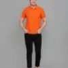 Men Solid Polo Neck Cotton Blend Orange T-Shirt