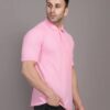Men Solid Polo Neck Cotton Blend Pink T-Shirt