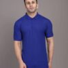 Men Solid Polo Neck Cotton Blend BlueT-Shirt