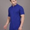 Men Solid Polo Neck Cotton Blend BlueT-Shirt