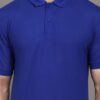 Men Solid Polo Neck Cotton Blend BlueT-Shirt
