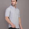 Men Solid Polo Neck Cotton Blend Grey T-Shirt