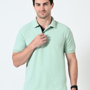 Short Sleeves Polo Collar T-shirt Green