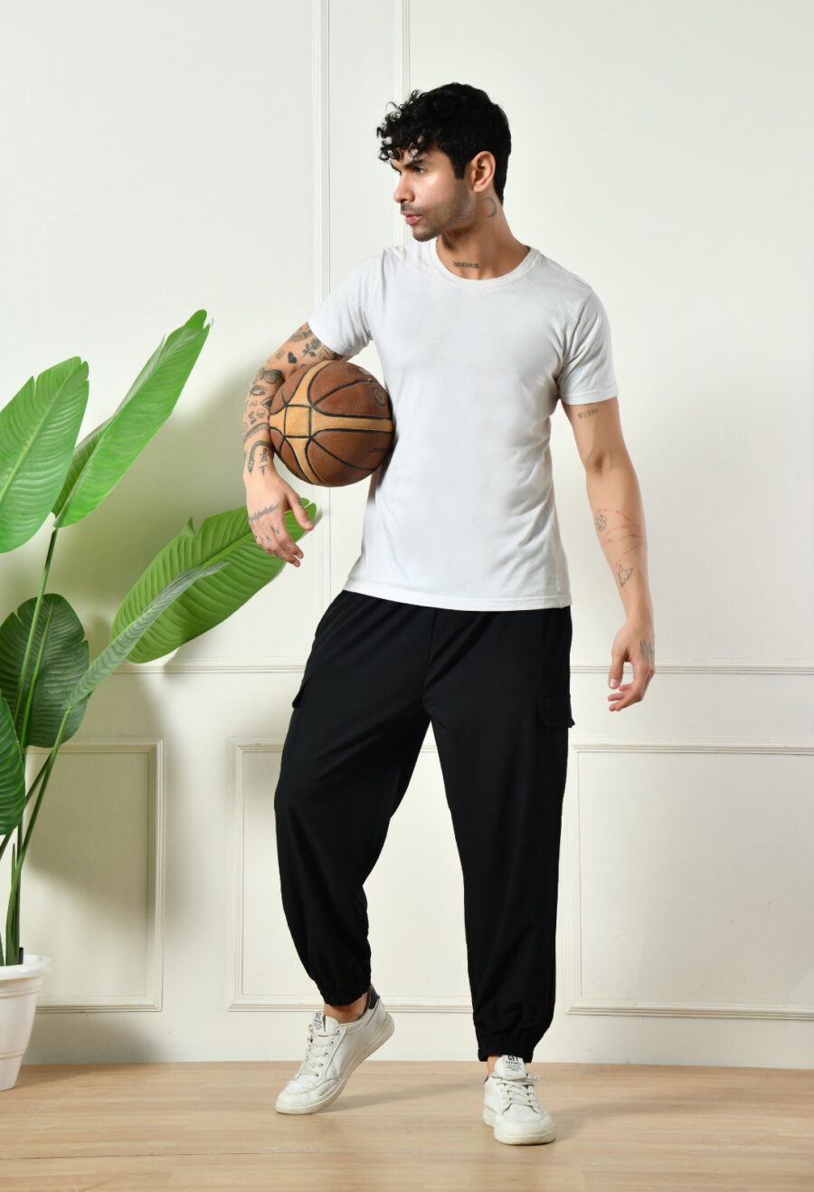 Men's Jogger Cargo Trousers |  Loose Fit Solid Korean Stretchable Pants with 4 Pockets