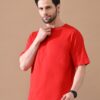 WhatsApp Image 2026-01-20 at 11.43.35 AM Red Round Neck Drop-Shoulder Sleeves Cotton Oversized T-shirt