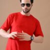 WhatsApp Image 2026-01-20 at 11.43.37 AM Red Round Neck Drop-Shoulder Sleeves Cotton Oversized T-shirt