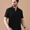 Short Sleeves Polo Collar T-shirt Black