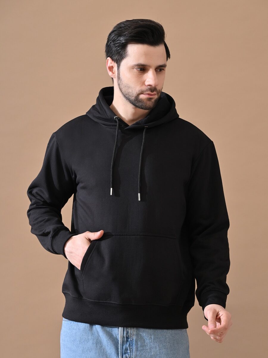 Black Stylish Casual Wear Winter Hoodies for Men