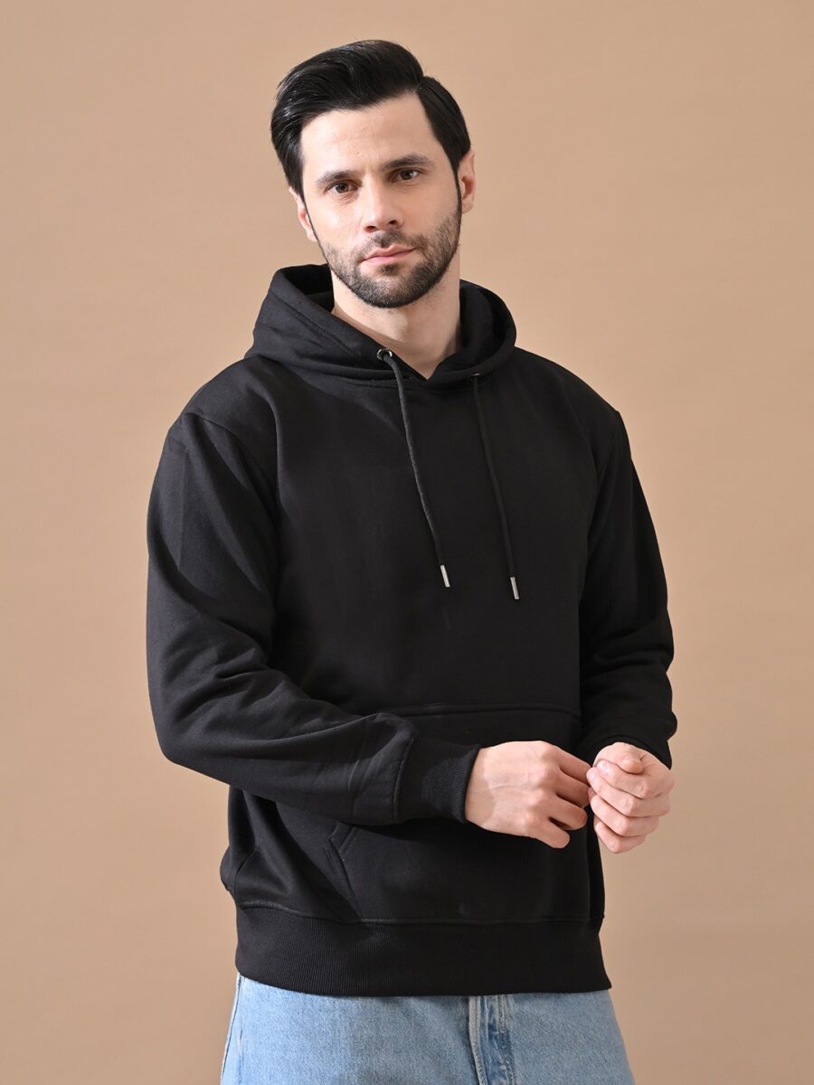 Black Stylish Casual Wear Winter Hoodies for Men