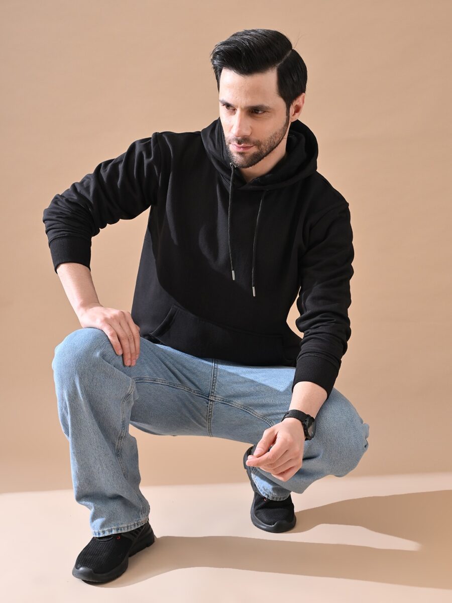 Black Stylish Casual Wear Winter Hoodies for Men