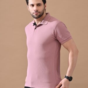 Short Sleeves Polo Collar T-shirt Peach