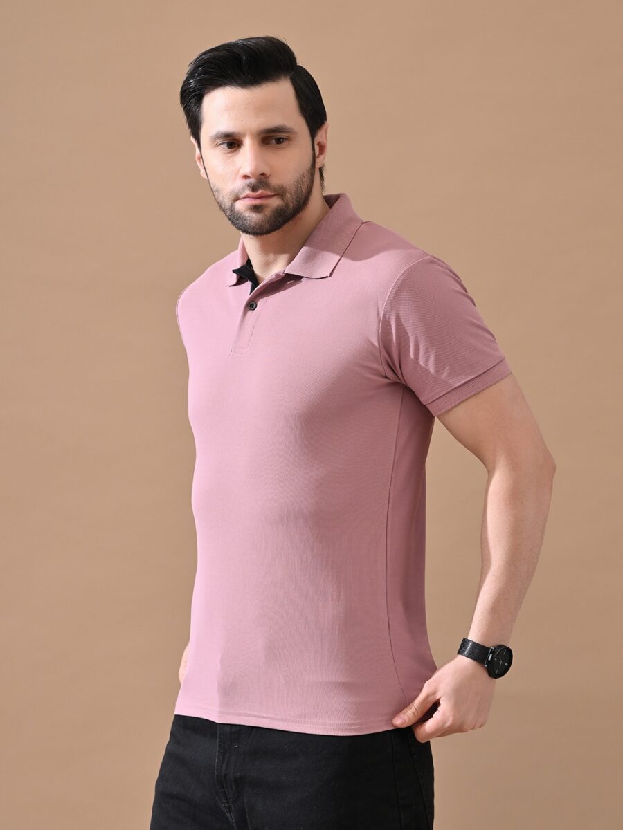 Short Sleeves Polo Collar T-shirt Peach