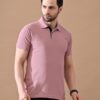 Short Sleeves Polo Collar T-shirt Peach