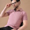 Short Sleeves Polo Collar T-shirt Peach