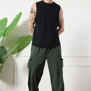 Men's Jogger Cargo Trousers | poplin Lycra Loose Fit Solid Korean Stretchable Pants with 4 Pockets